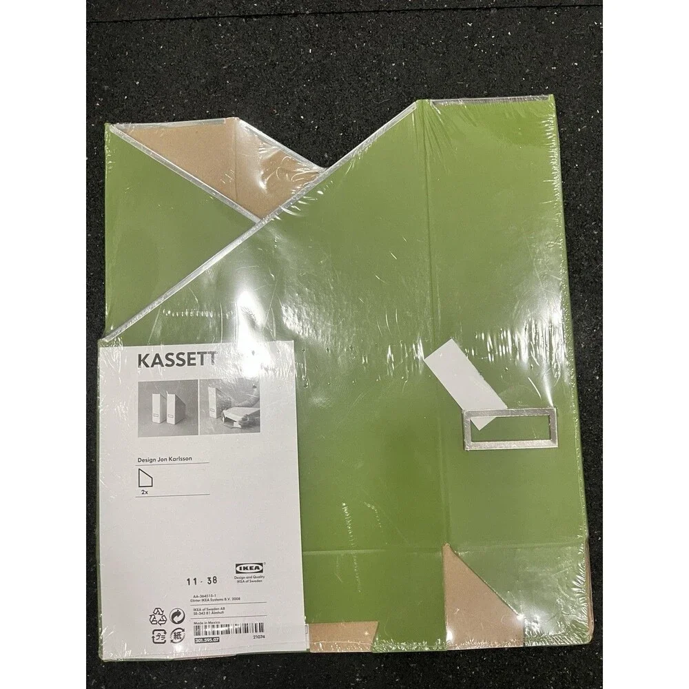 1 package IKEA Kassett Design Jon Karlsson Box Green magazine file new 2 pack